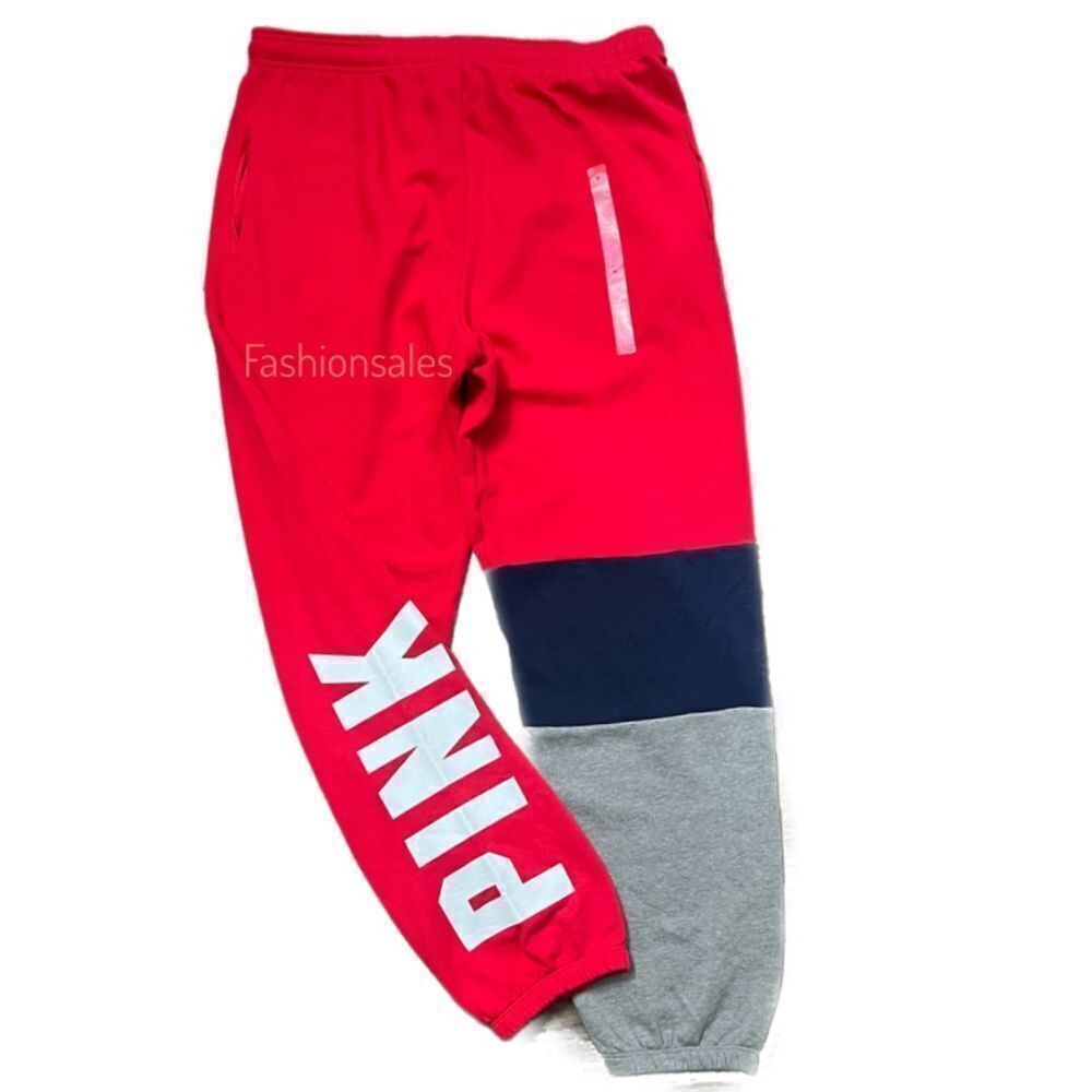 Victoria’s Secret Pink Everyday Lounge Campus fleece Logo Campus Pants Red
